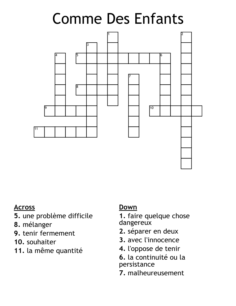 Comme Des Enfants Crossword