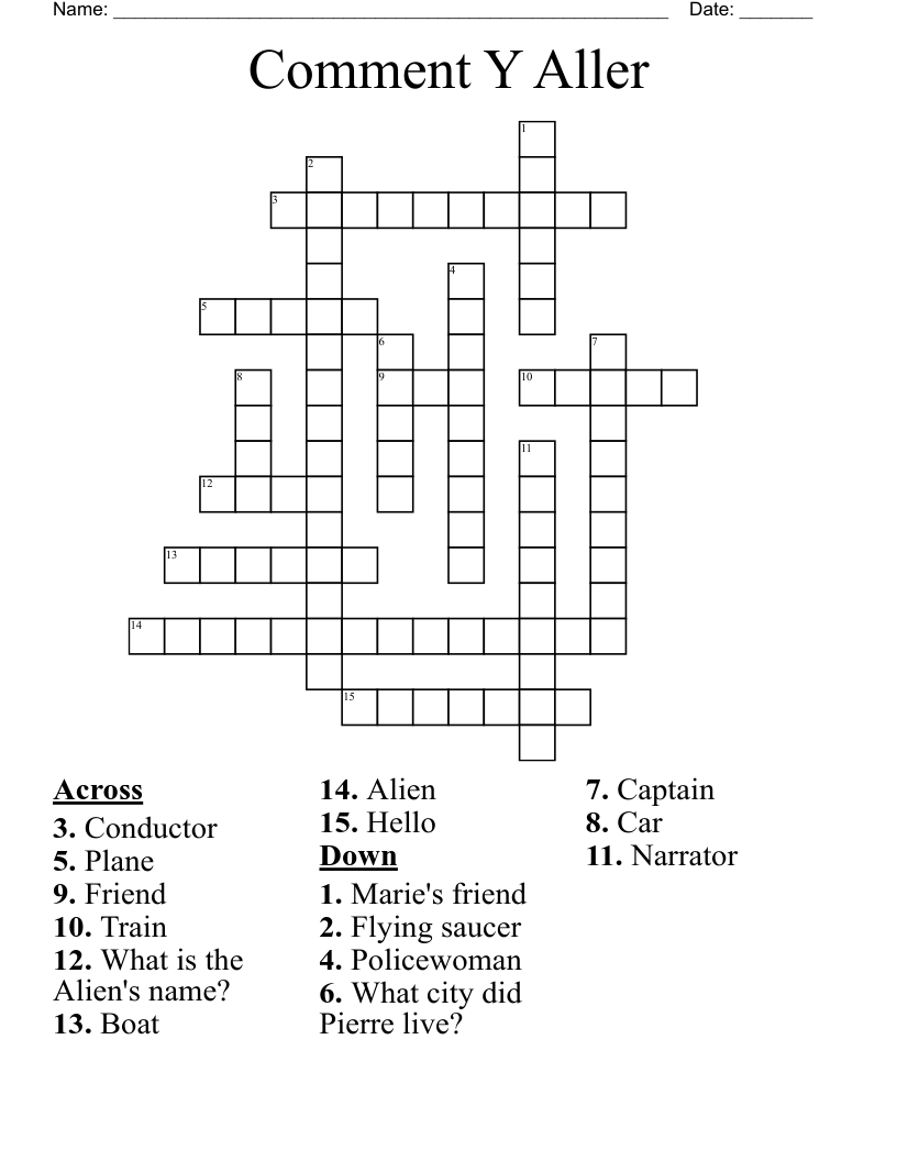 Comment Y Aller Crossword