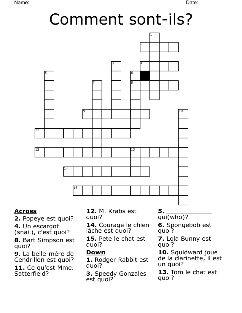 Comment sont-ils? Crossword