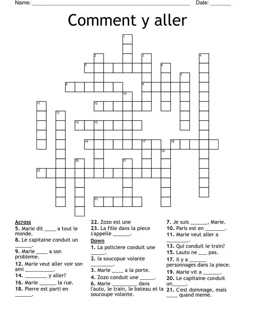 Comment y aller Crossword