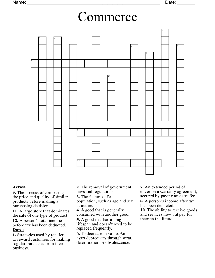 Commerce Crossword