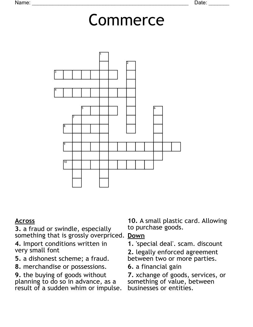 Commerce Crossword