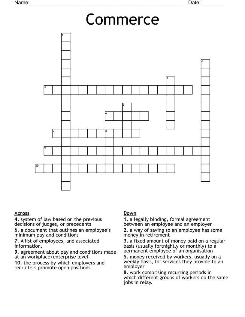 Commerce Crossword