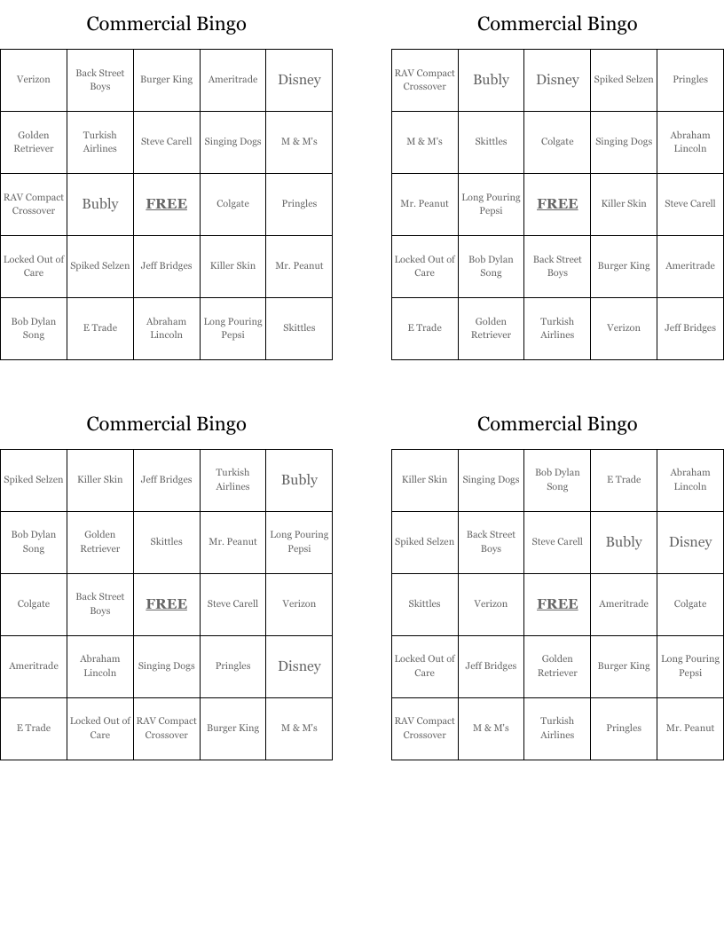 Commercial Bingo