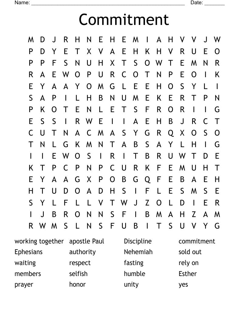 Commitment Word Search