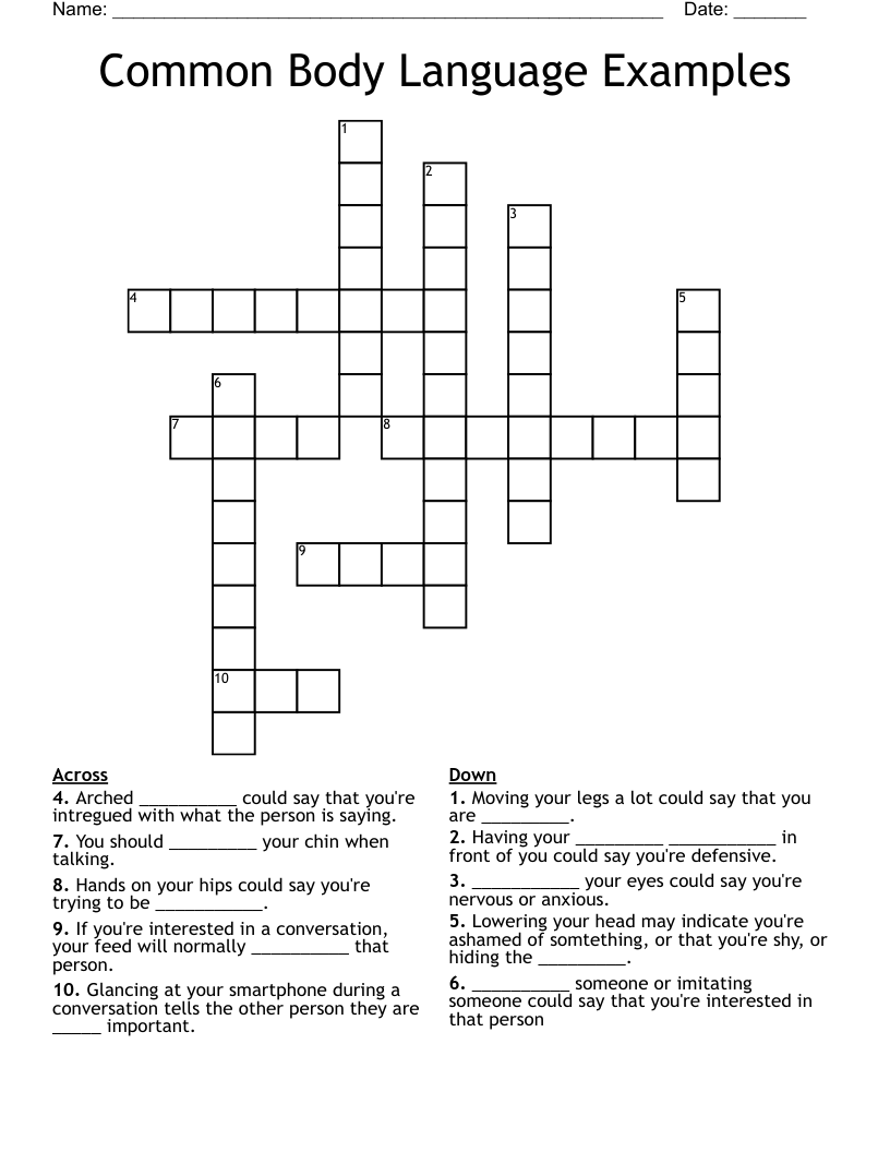 Common Body Language Examples  Crossword