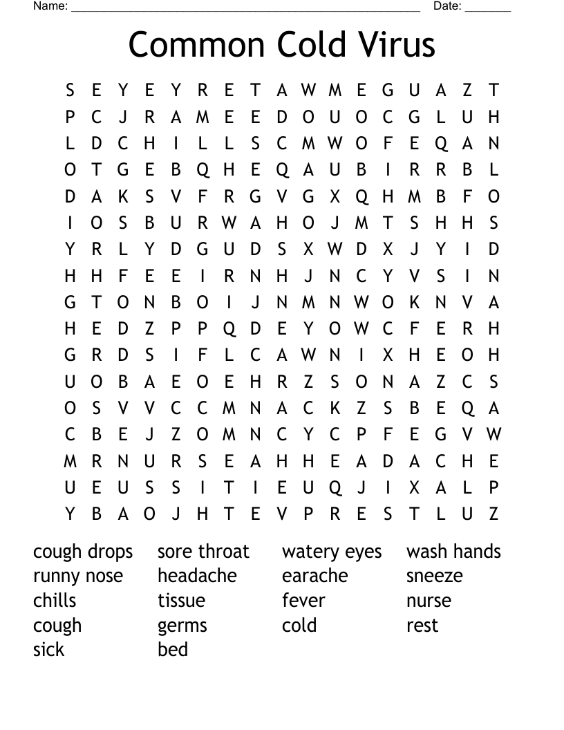 Common Cold Virus Word Search