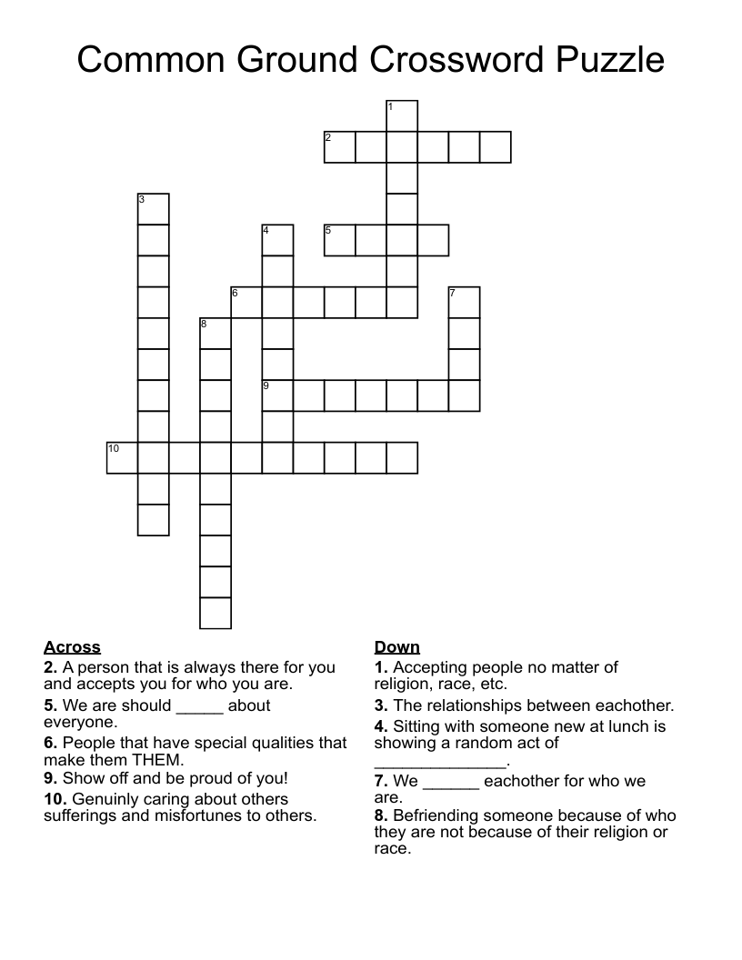 Common Ground Crossword Puzzle