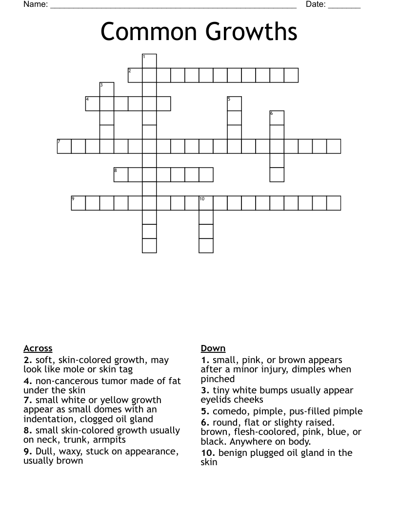 Common Growths Crossword