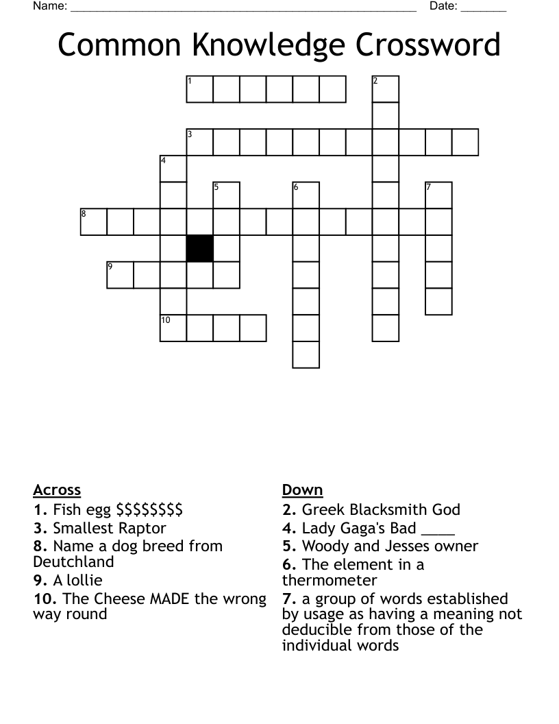 Common Knowledge Crossword