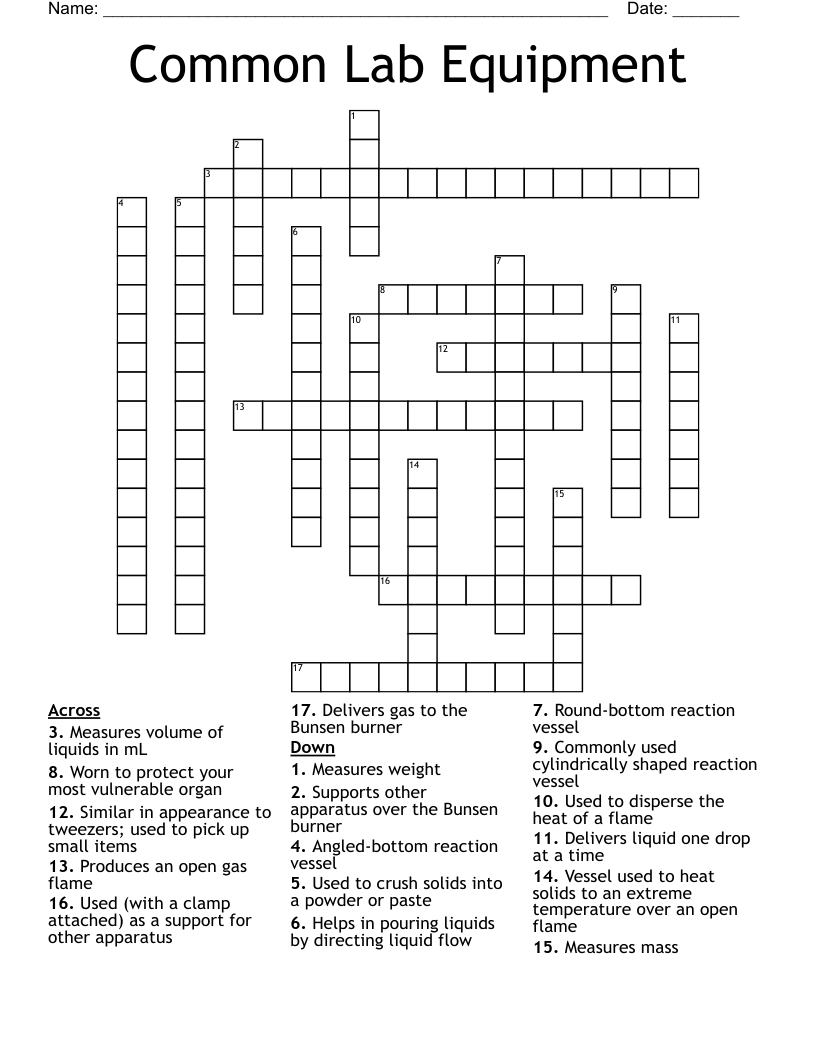 Common Lab Equipment Crossword