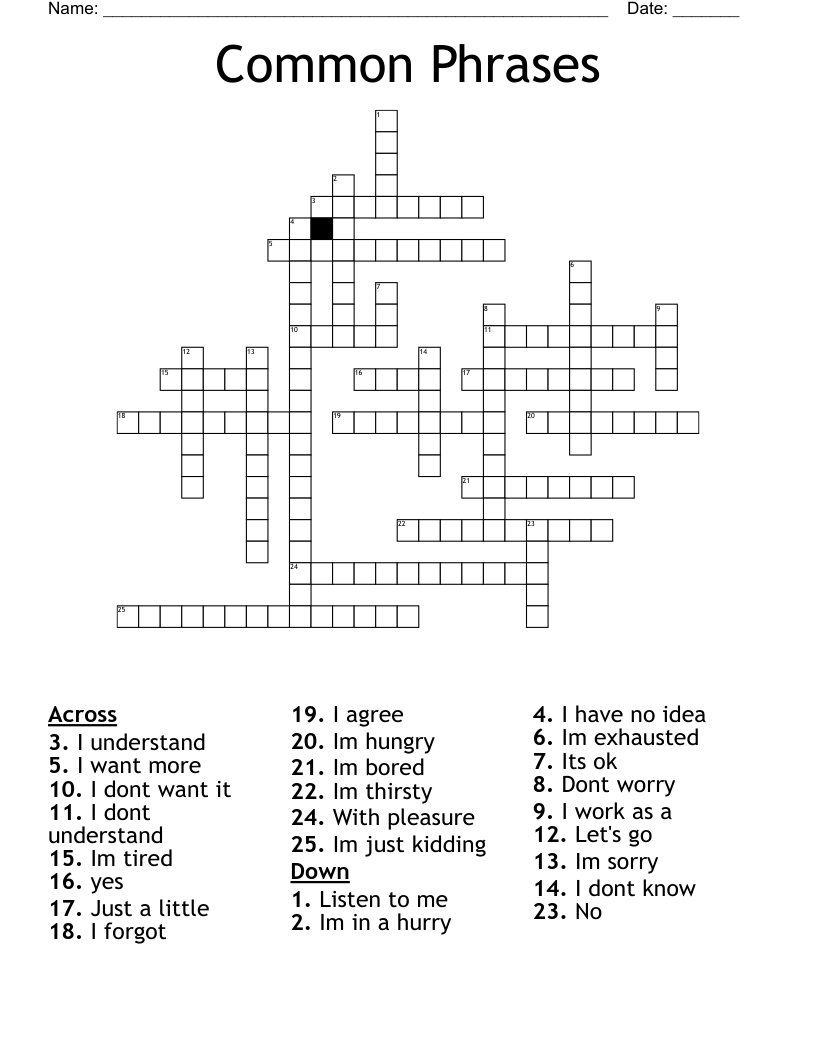 Common Phrases Crossword