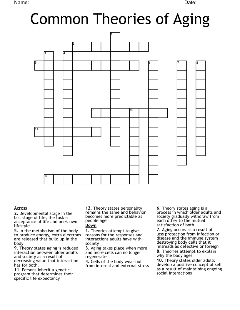 Common Theories of Aging Crossword