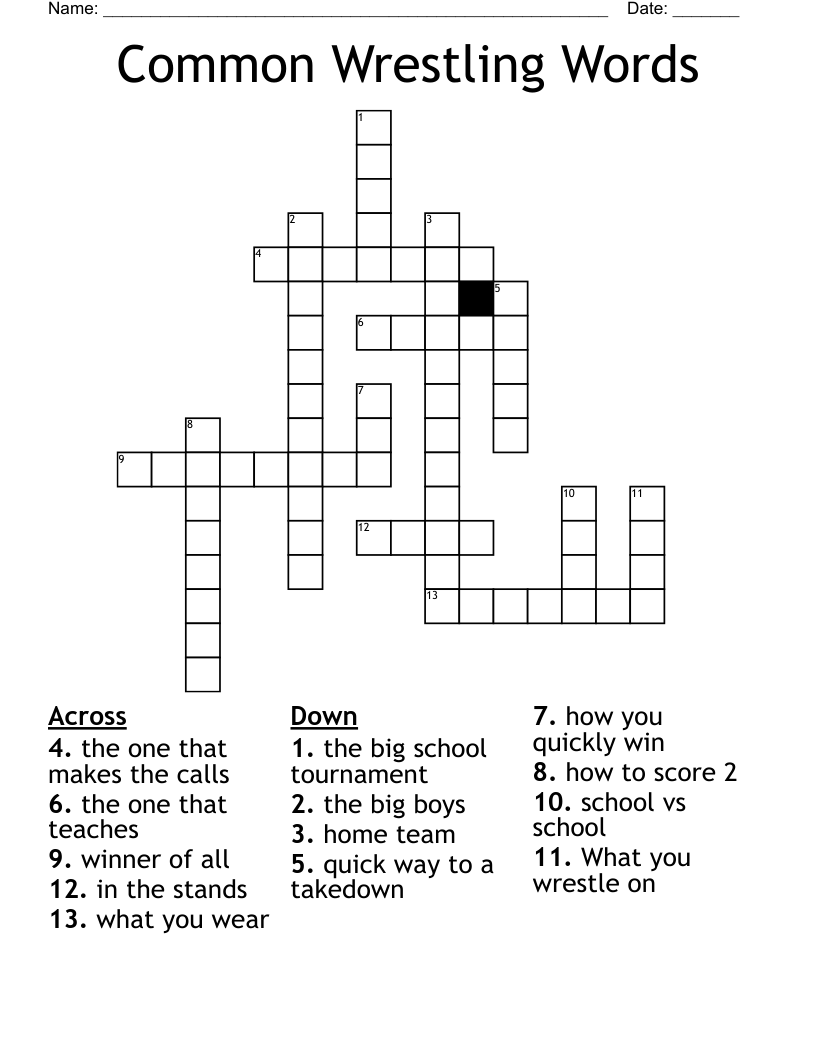 Common Wrestling Words Crossword