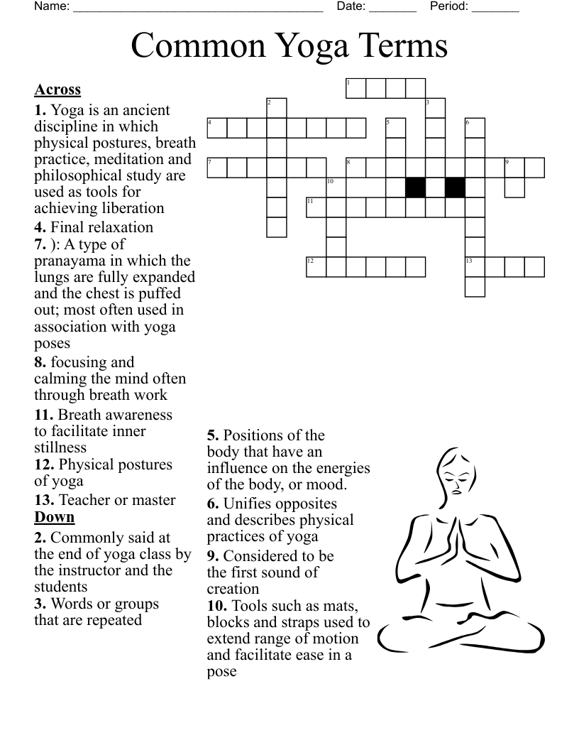 Common Yoga Terms Crossword