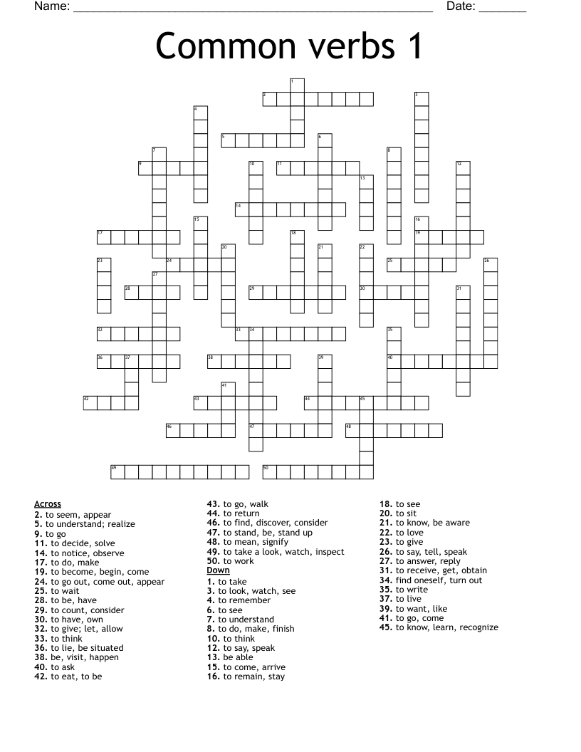 Common verbs 1 Crossword