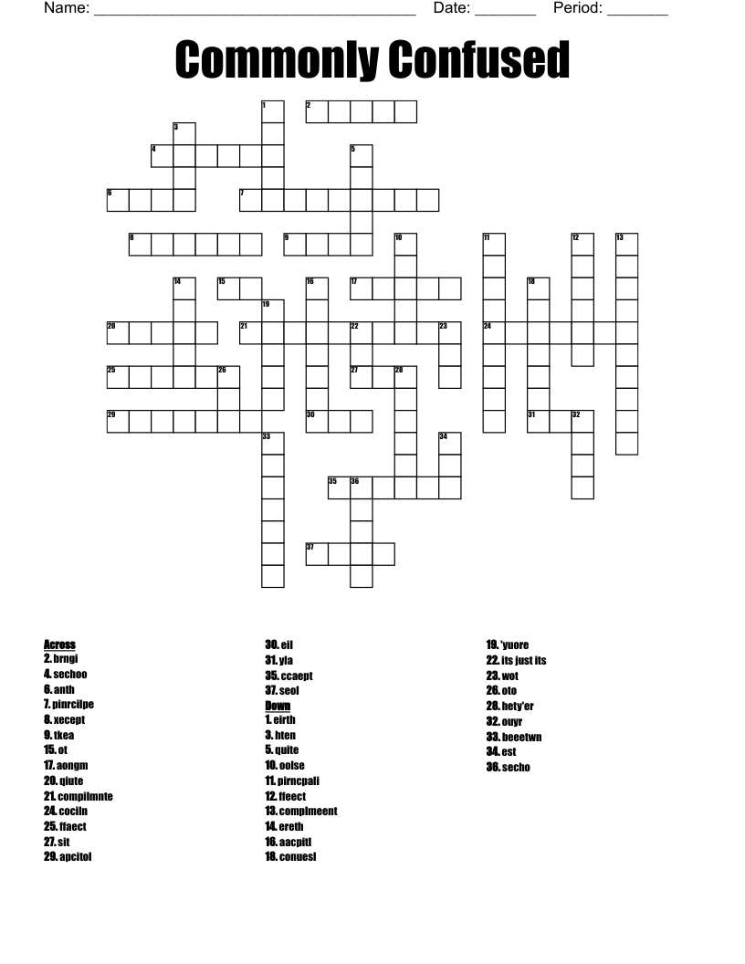 Commonly Confused  Crossword
