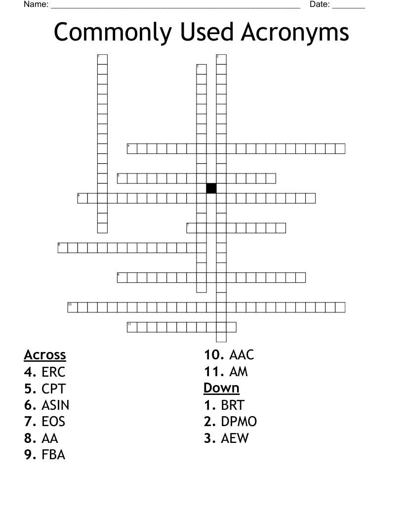 Commonly Used Acronyms Crossword