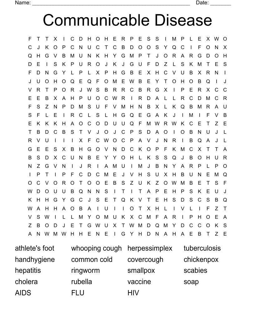 Communicable Disease Word Search
