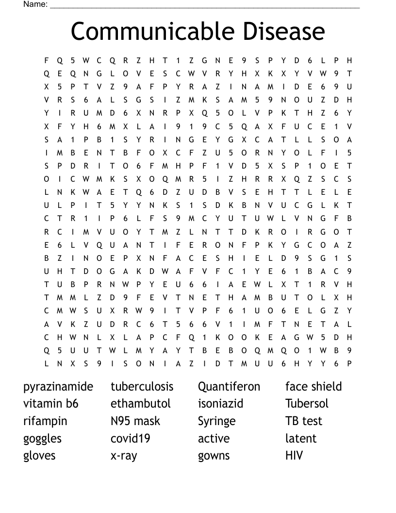 Communicable Disease Word Search