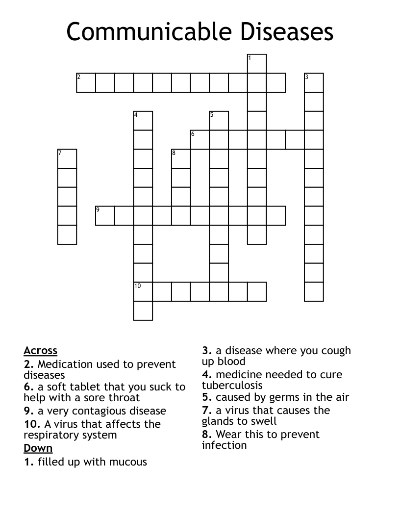 Communicable Diseases Crossword