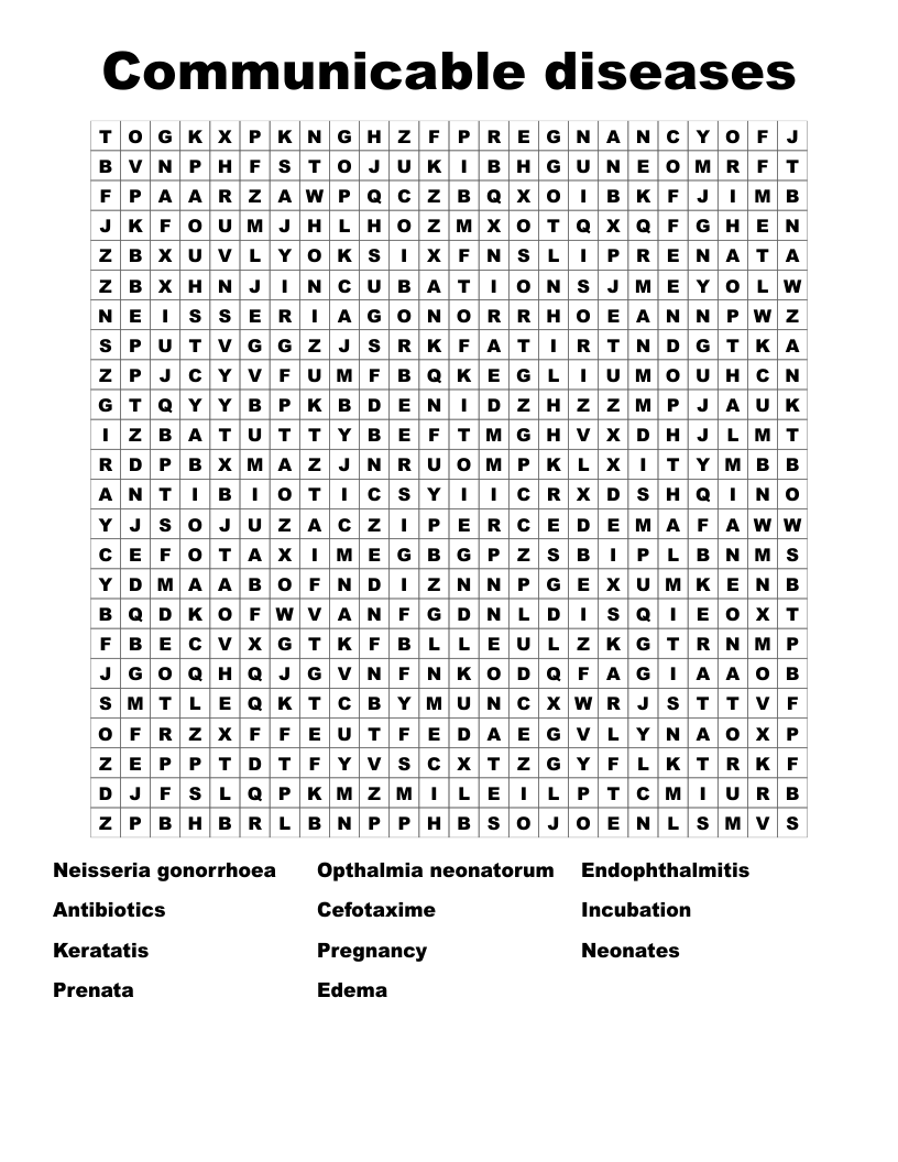 Communicable diseases  Word Search