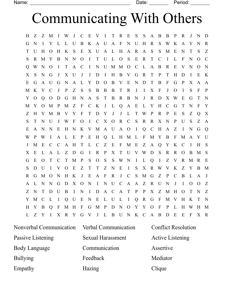 Communicating With Others Word Search