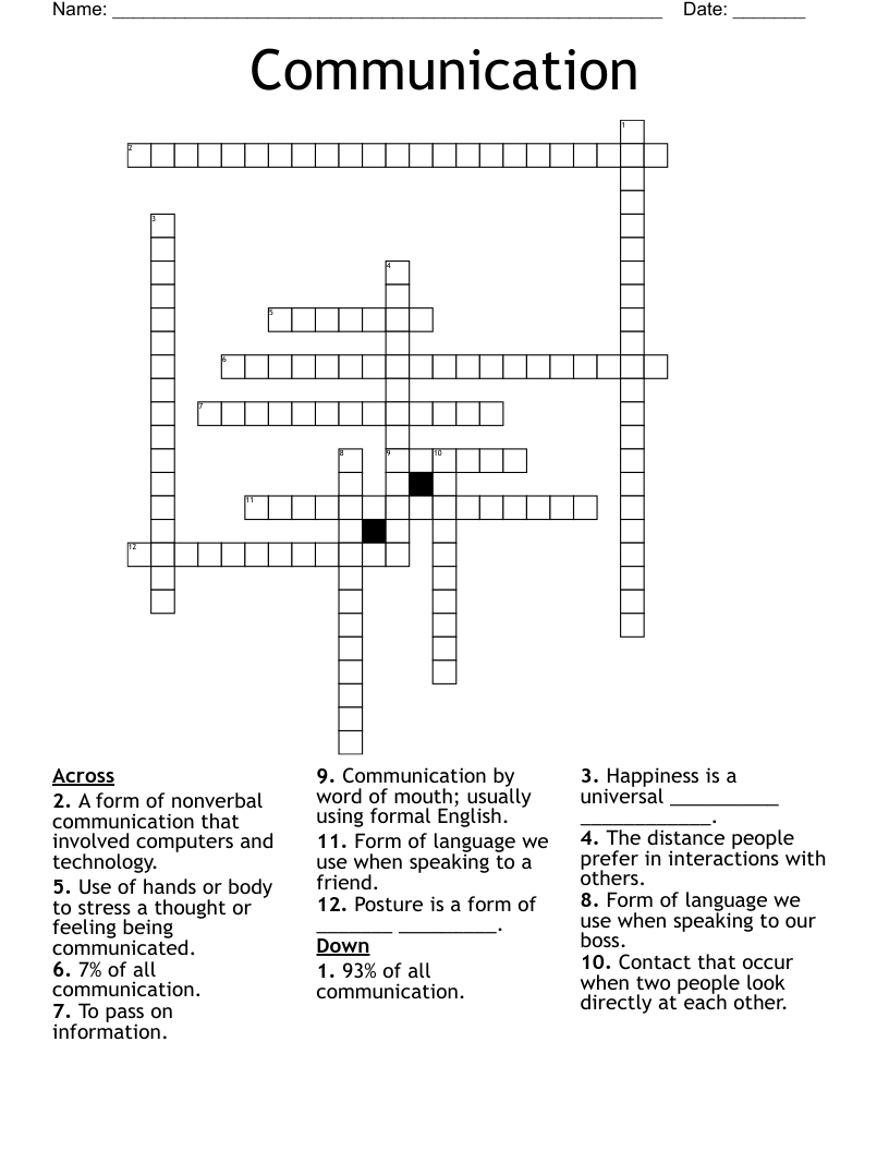 Communication Crossword