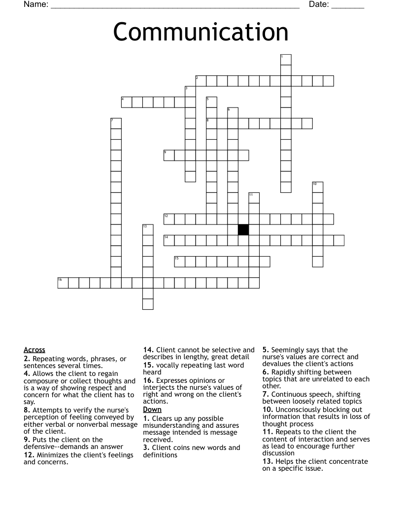 Communication Crossword