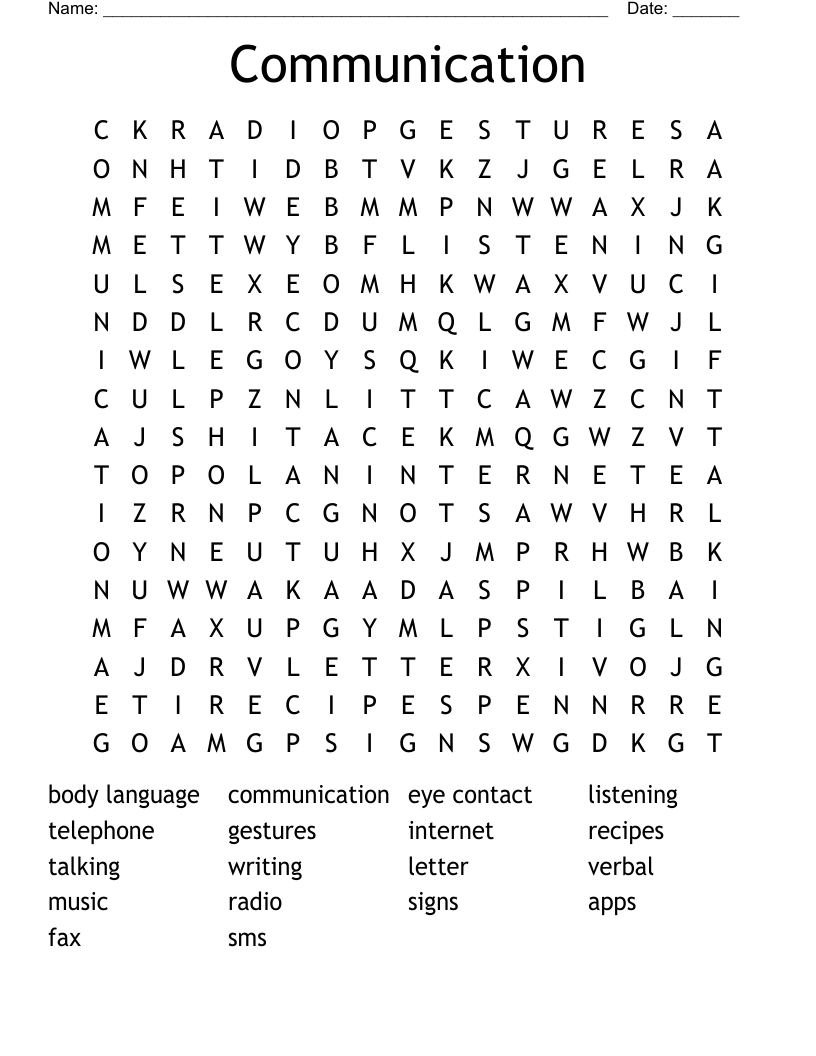 Communication Word Search