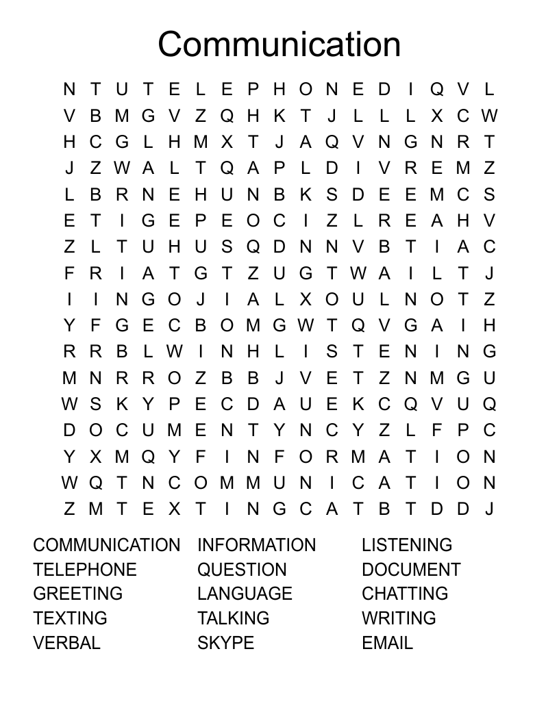 Communication Word Search