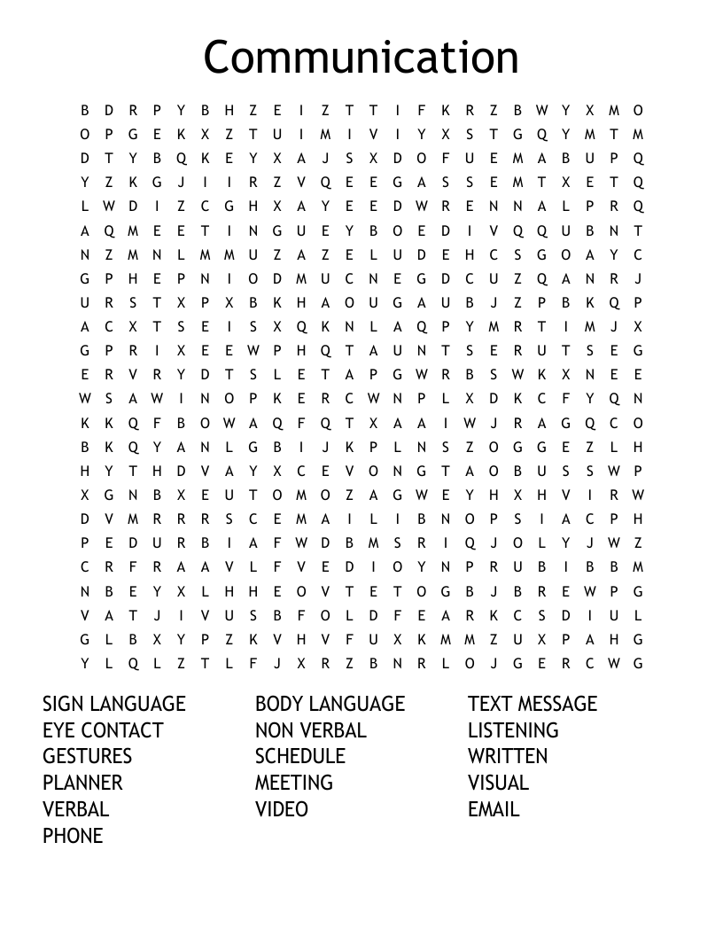 Communication Word Search