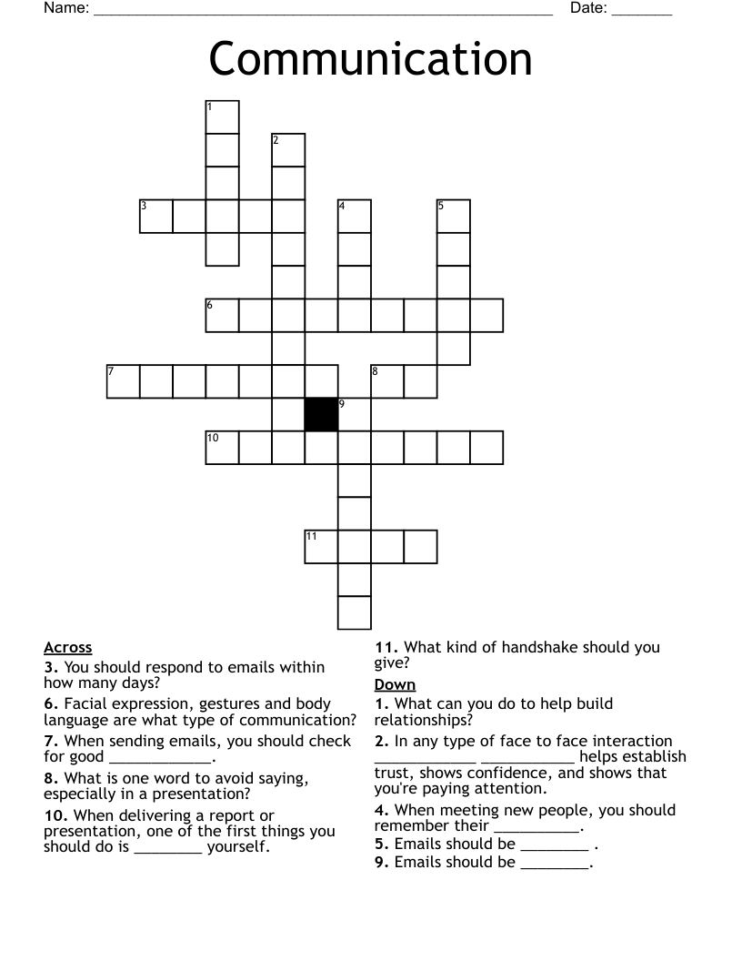 Communication Crossword