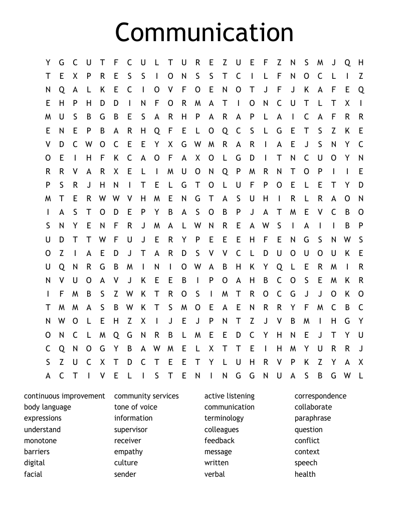 Communication Word Search