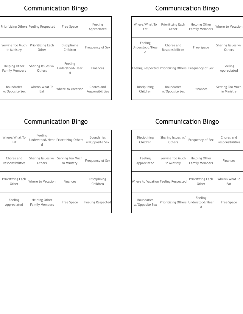 Communication Bingo