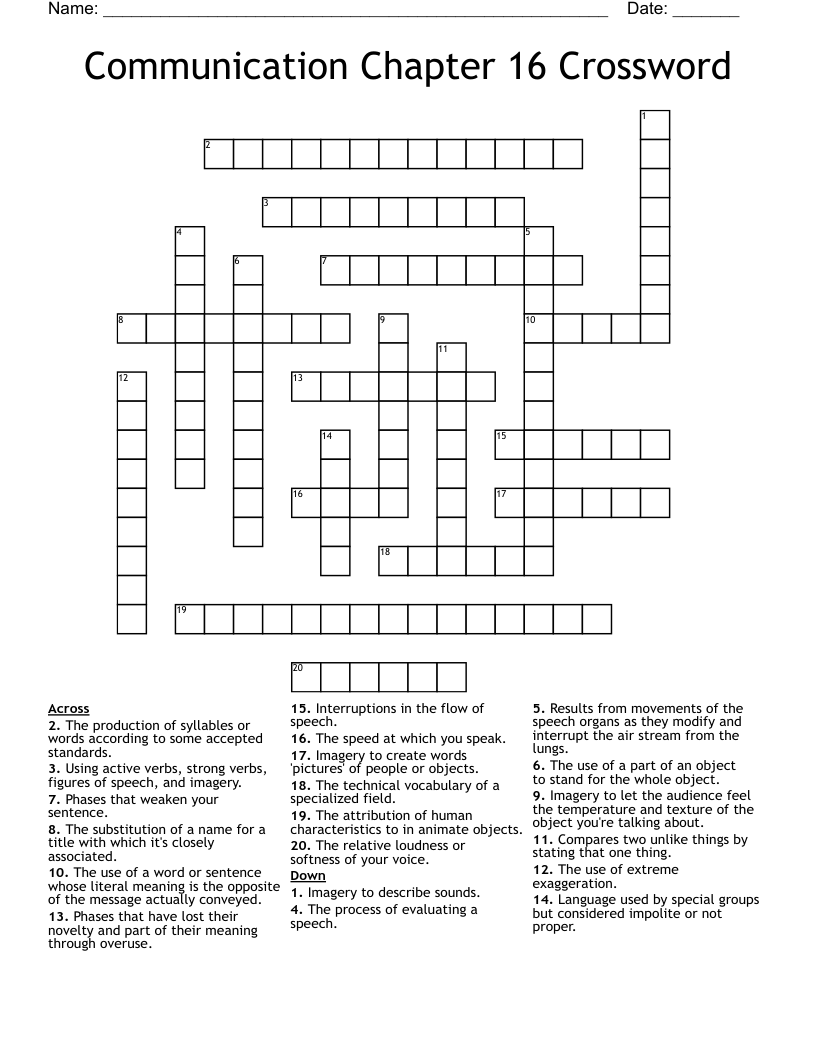 Communication Chapter 16 Crossword