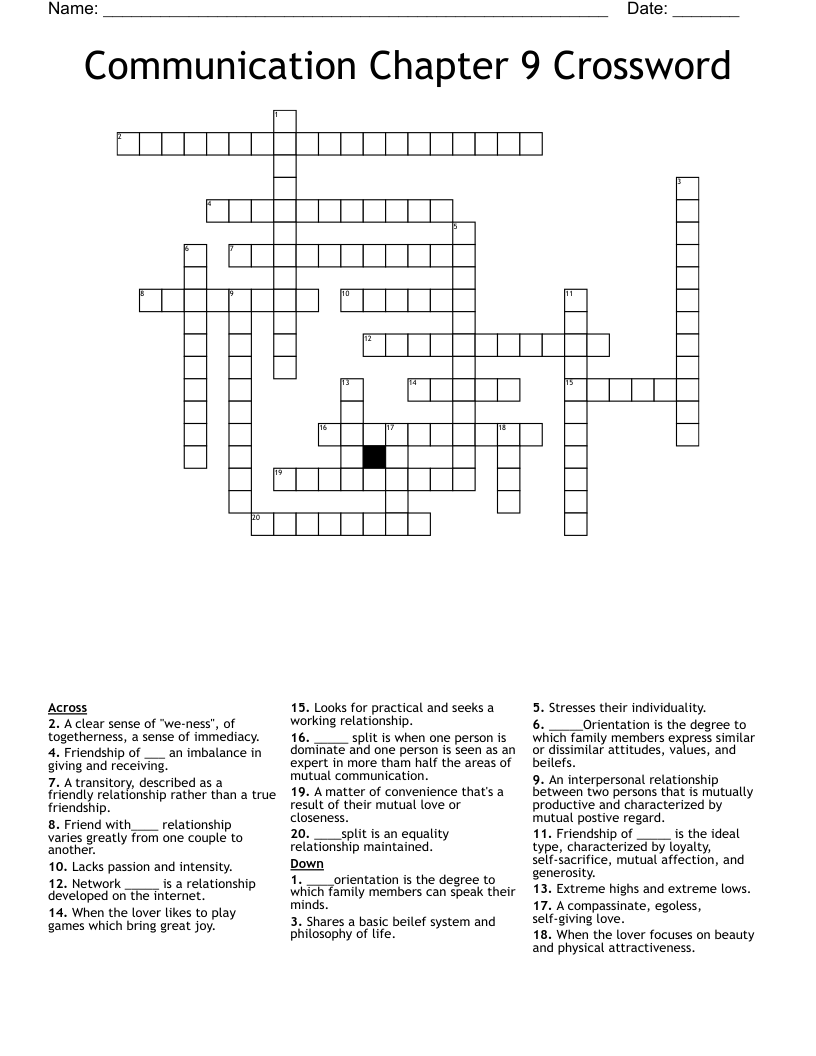 Communication Chapter 9 Crossword