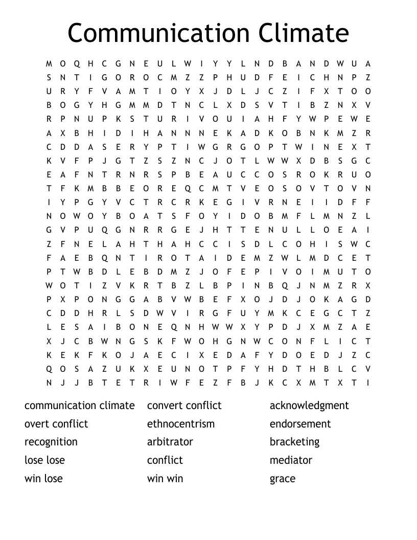 Communication Climate Word Search