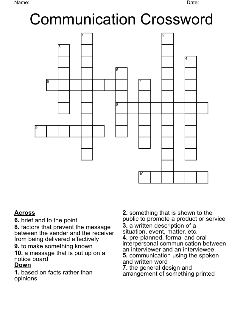 Communication Crossword