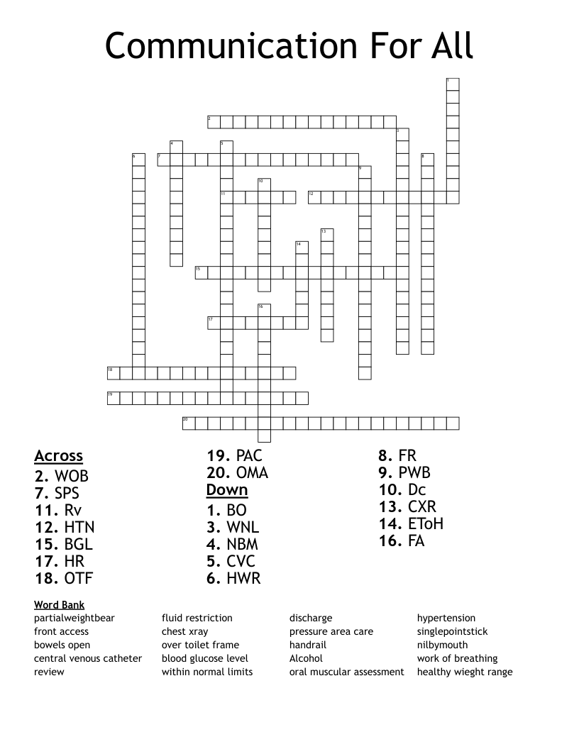 Communication For All Crossword