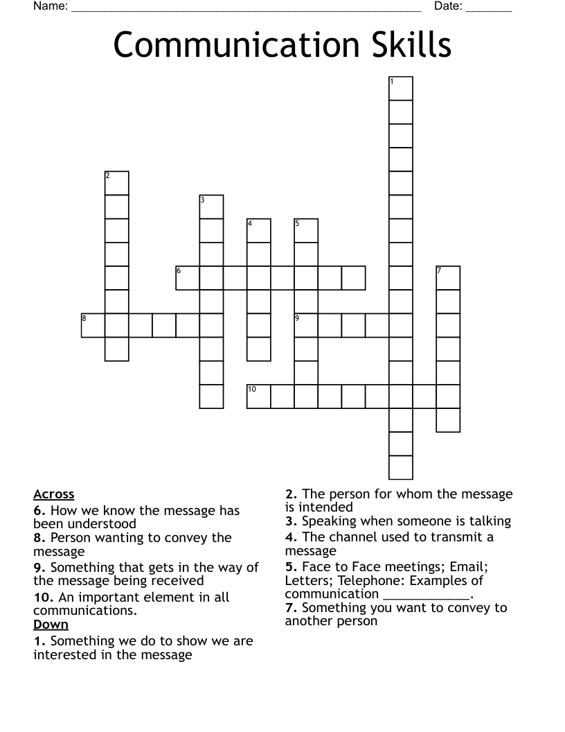 Communication Skills Crossword