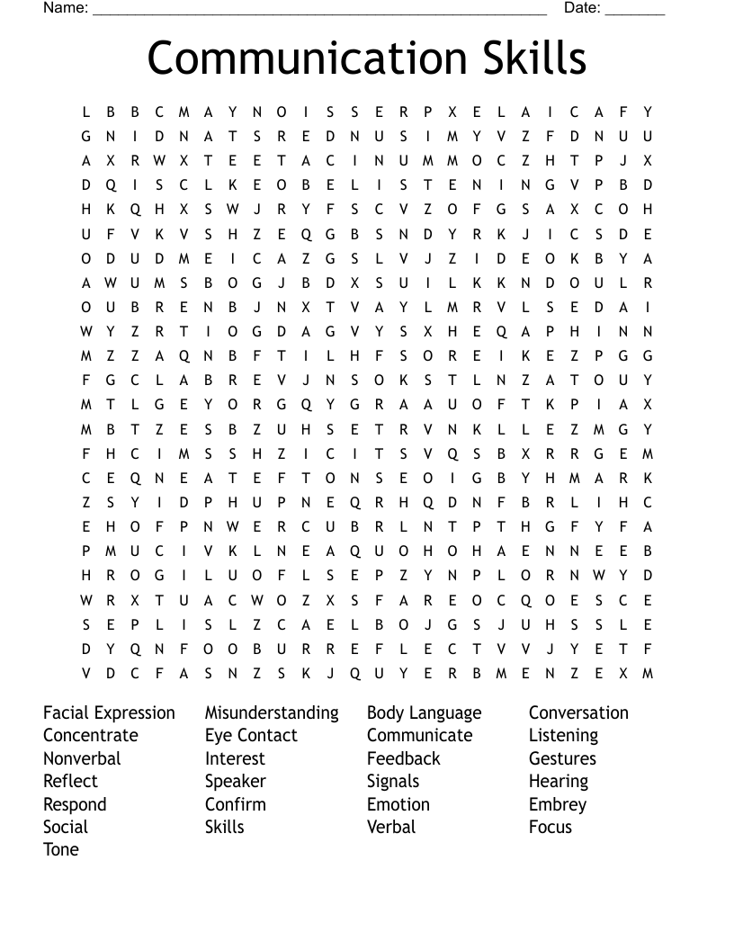 Communication Skills Word Search