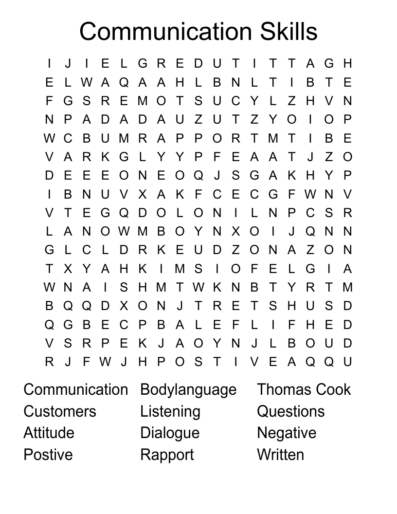 Communication Skills Word Search