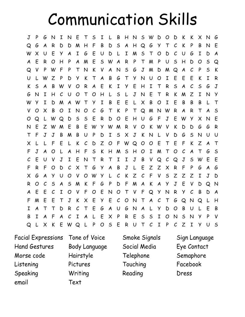 Communication Skills Word Search