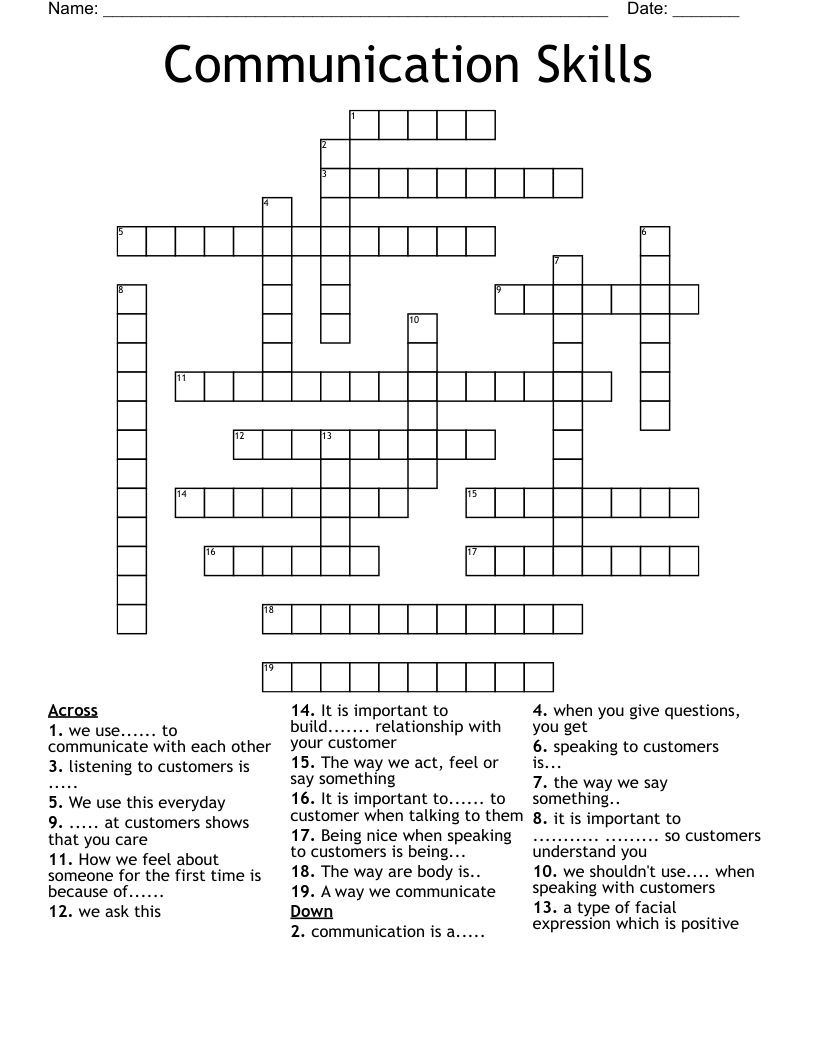 Communication Skills Crossword
