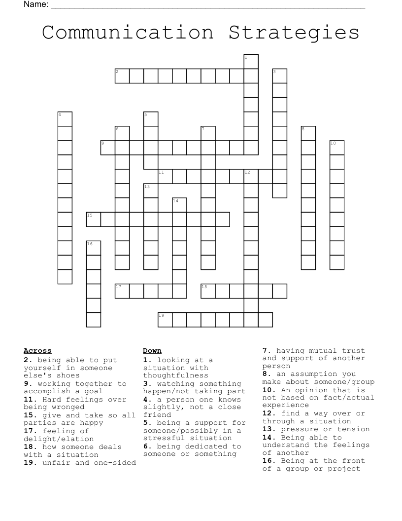 Communication Strategies Crossword