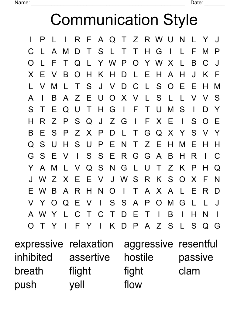 Communication Style Word Search