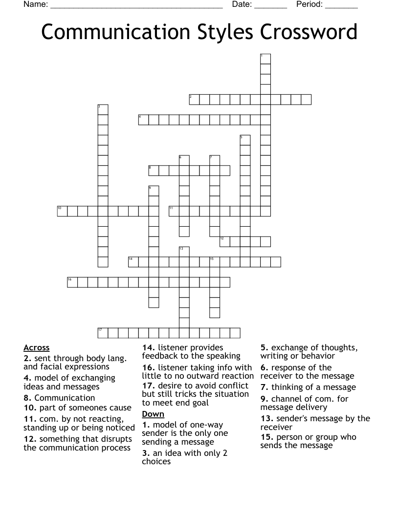 Communication Styles Crossword