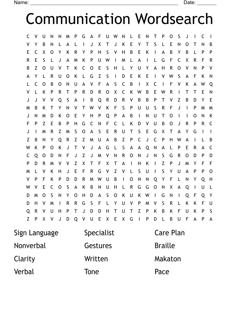 Communication Wordsearch