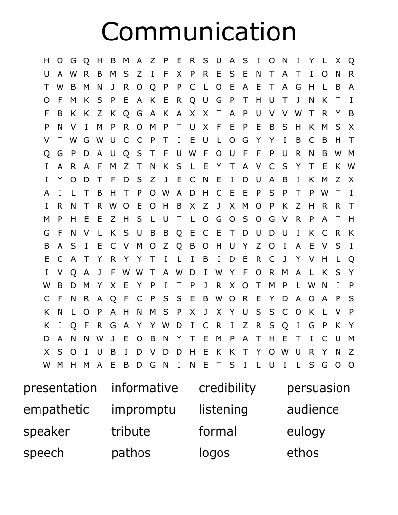 Communication  Word Search